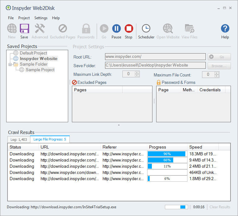 Come scaricare un intero sito web 7 Web2Disk