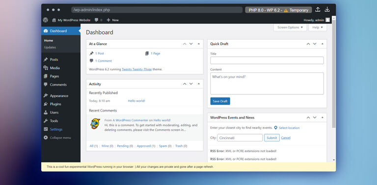 WordPress Playground: WordPress accessibile direttamente da browser se senza installare nulla 1 WordPress Playground