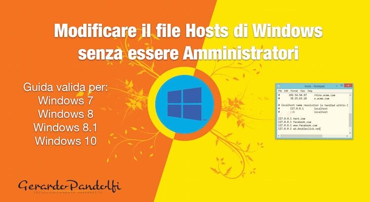 Modificare il file Hosts di Windows senza essere Amministratori