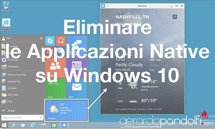 eliminare app native windows 10