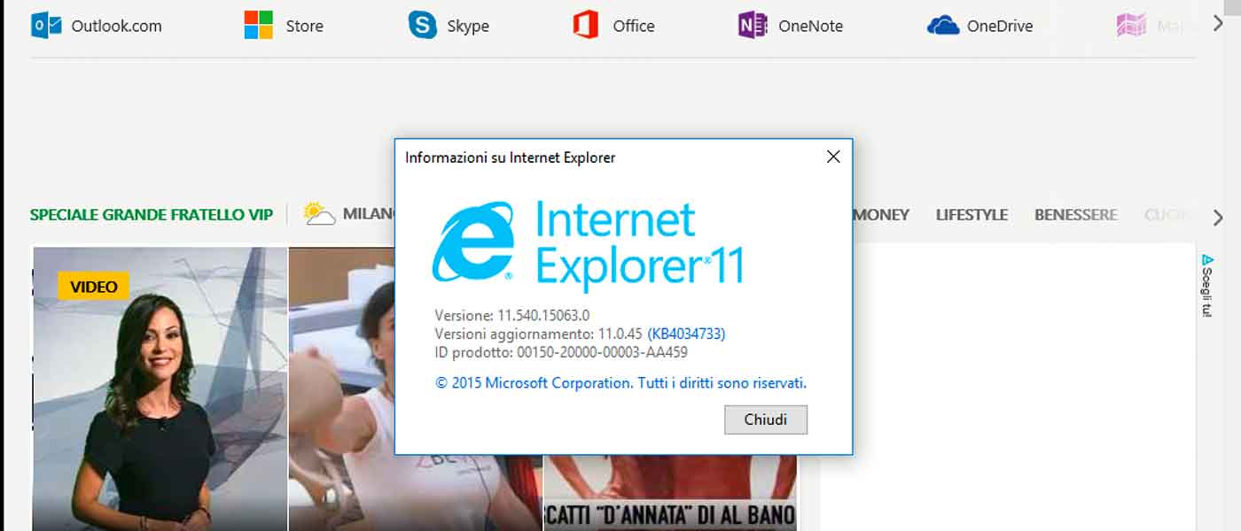 Disattivare Internet Explorer 11 da Windows 10