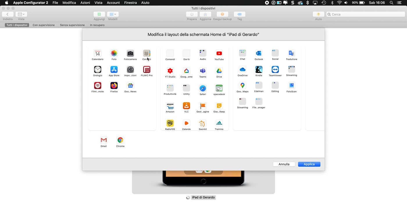 Riordinare la applicazione di iPhone e iPad direttamente dal Mac